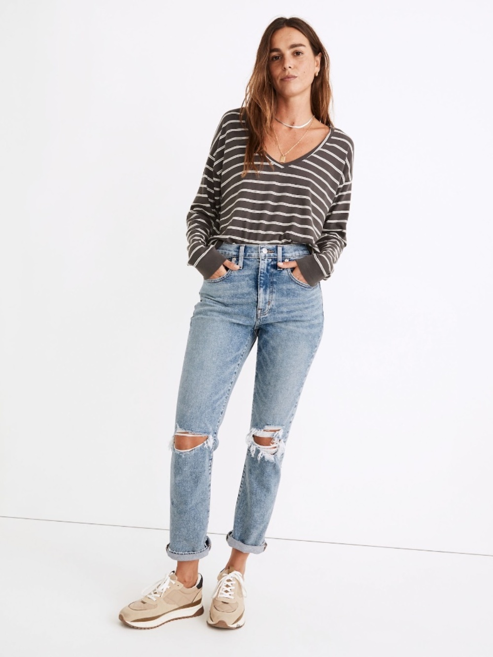 Madewell The GirlJean Distressed Knee High Rise Jeans 26T